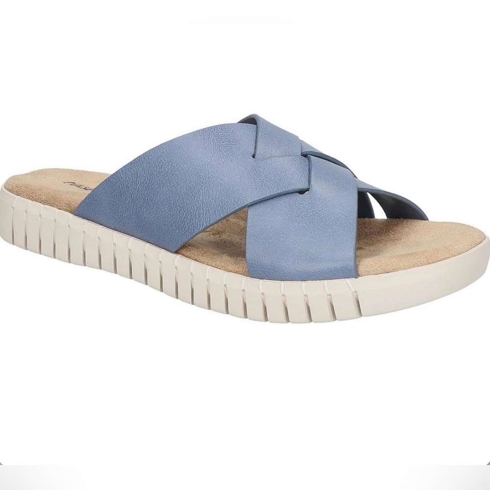 Easy Street Brylee Denim Slide Sandals Women 7.5W Comfort Slip-On New